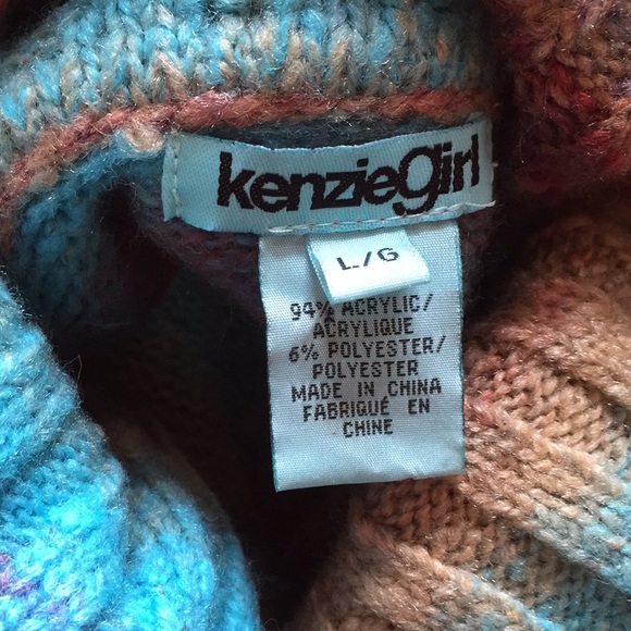 Kenzie striped turquoise oversized turtleneck/cowl - Picture 3 of 6